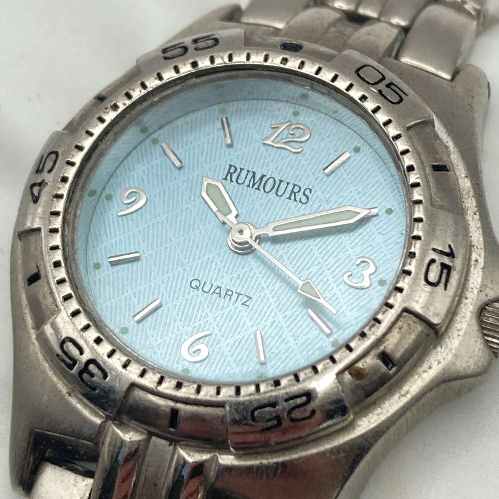 Rumours Women's Watch 29mm Silver Tone Blue Textured Dial New Battery 7.25"